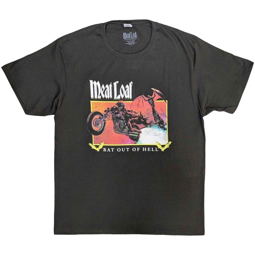 Meat Loaf - Bat Out Of Hell Rectangle Heren Tshirt - Grijs